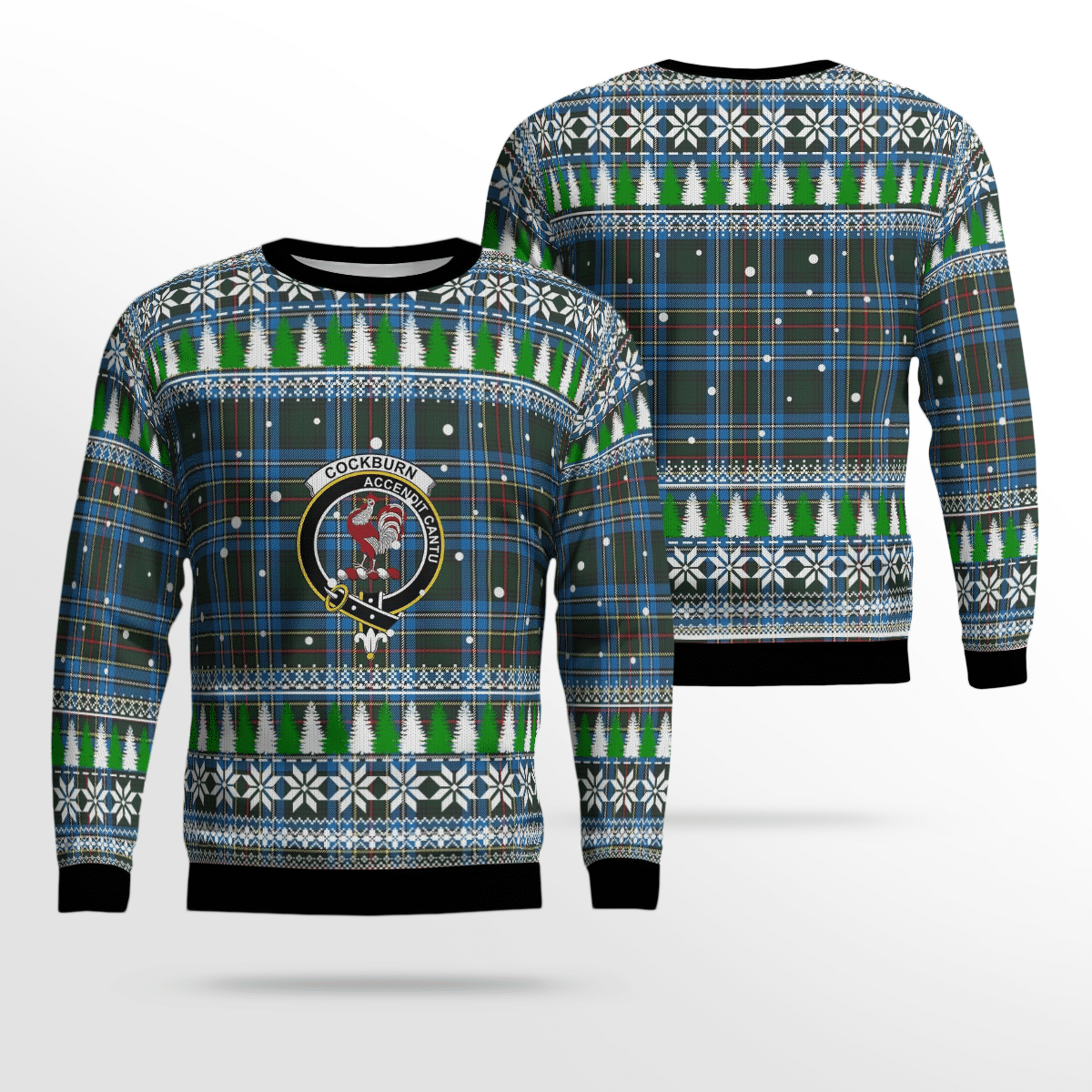 Clan Cockburn Modern Crest Tartan Christmas Ugly Sweater QP80 Cockburn Modern Crest Tartan Tartan Ugly Sweater   