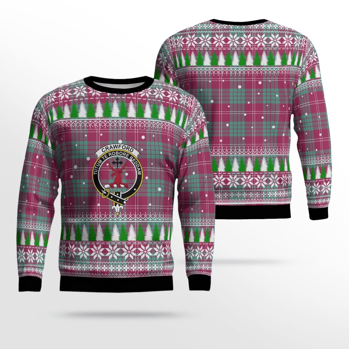 Clan Crawford Ancient Crest Tartan Christmas Ugly Sweater OH97 Crawford Ancient Crest Tartan Tartan Ugly Sweater   