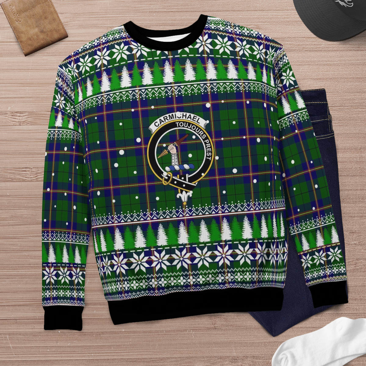 Clan Carmichael Modern Crest Tartan Christmas Ugly Sweater DJ87 Carmichael Modern Crest Tartan Tartan Ugly Sweater   