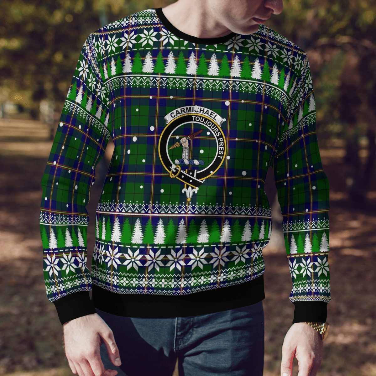 Clan Carmichael Modern Crest Tartan Christmas Ugly Sweater DJ87 Carmichael Modern Crest Tartan Tartan Ugly Sweater   