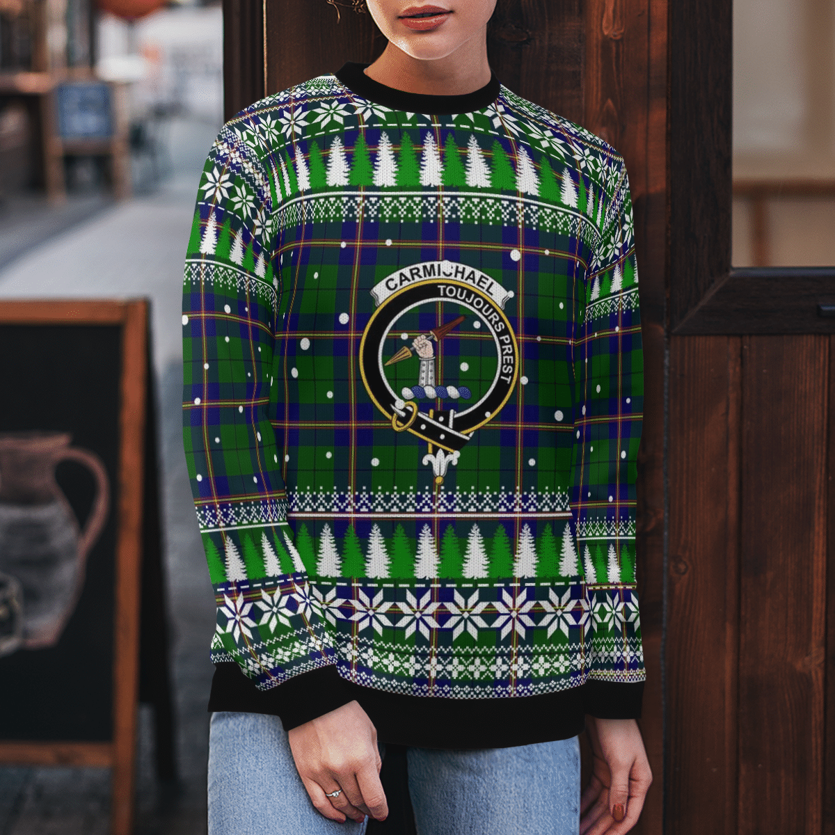 Clan Carmichael Modern Crest Tartan Christmas Ugly Sweater DJ87 Carmichael Modern Crest Tartan Tartan Ugly Sweater   