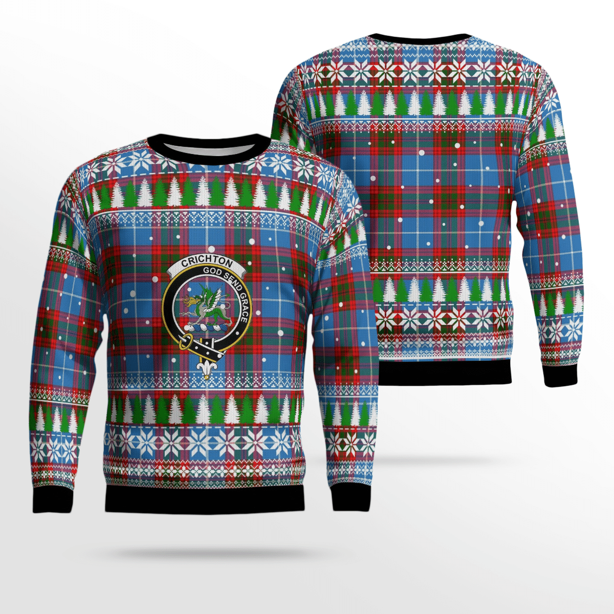 Clan Crichton District Crest Tartan Christmas Ugly Sweater LJ11 Crichton District Crest Tartan Tartan Ugly Sweater   