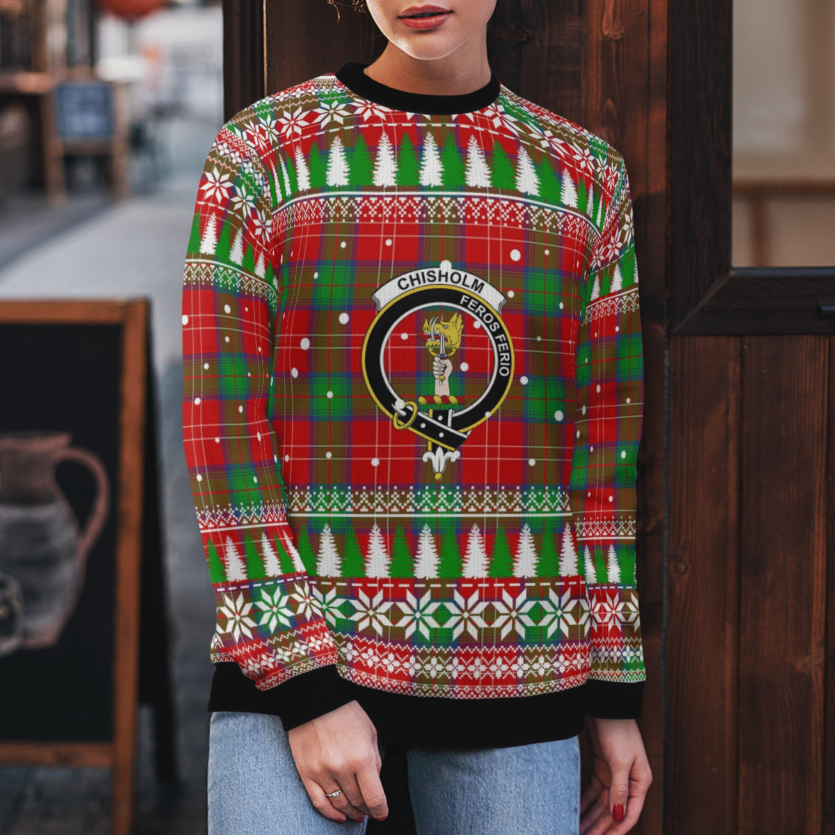 Clan Chisholm Crest Tartan Christmas Ugly Sweater EM78 Chisholm Crest Tartan Tartan Ugly Sweater   