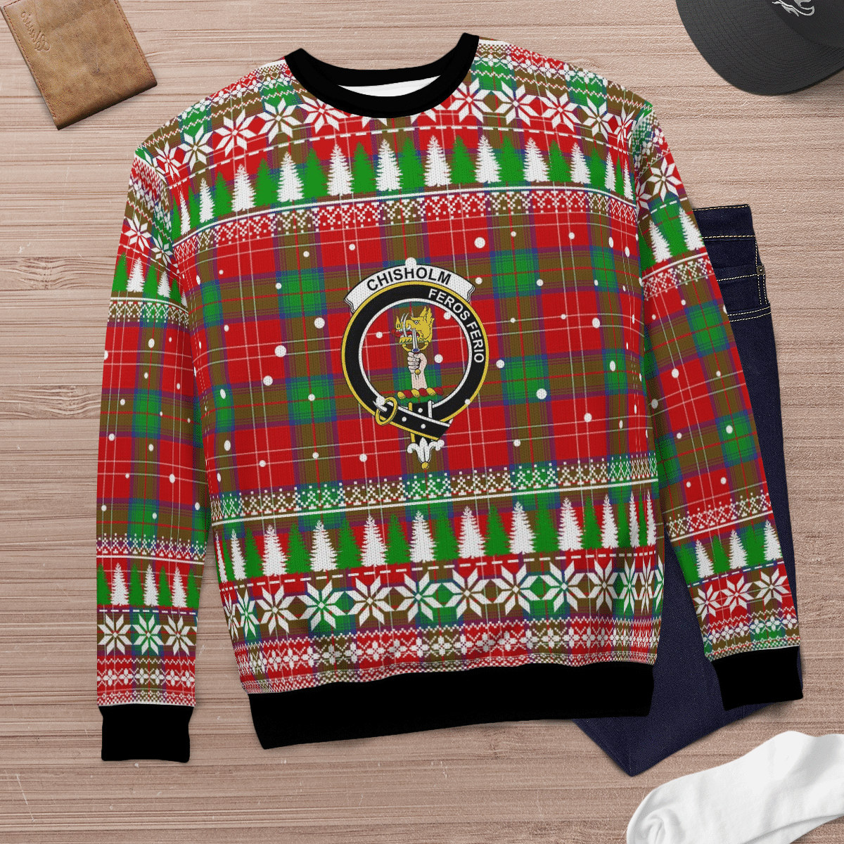 Clan Chisholm Crest Tartan Christmas Ugly Sweater EM78 Chisholm Crest Tartan Tartan Ugly Sweater   