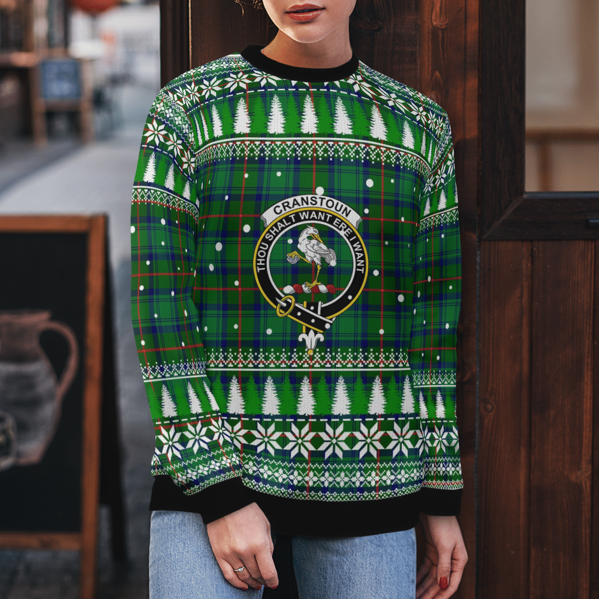 Clan Cranstoun Crest Tartan Christmas Ugly Sweater ED52 Cranstoun Crest Tartan Tartan Ugly Sweater   