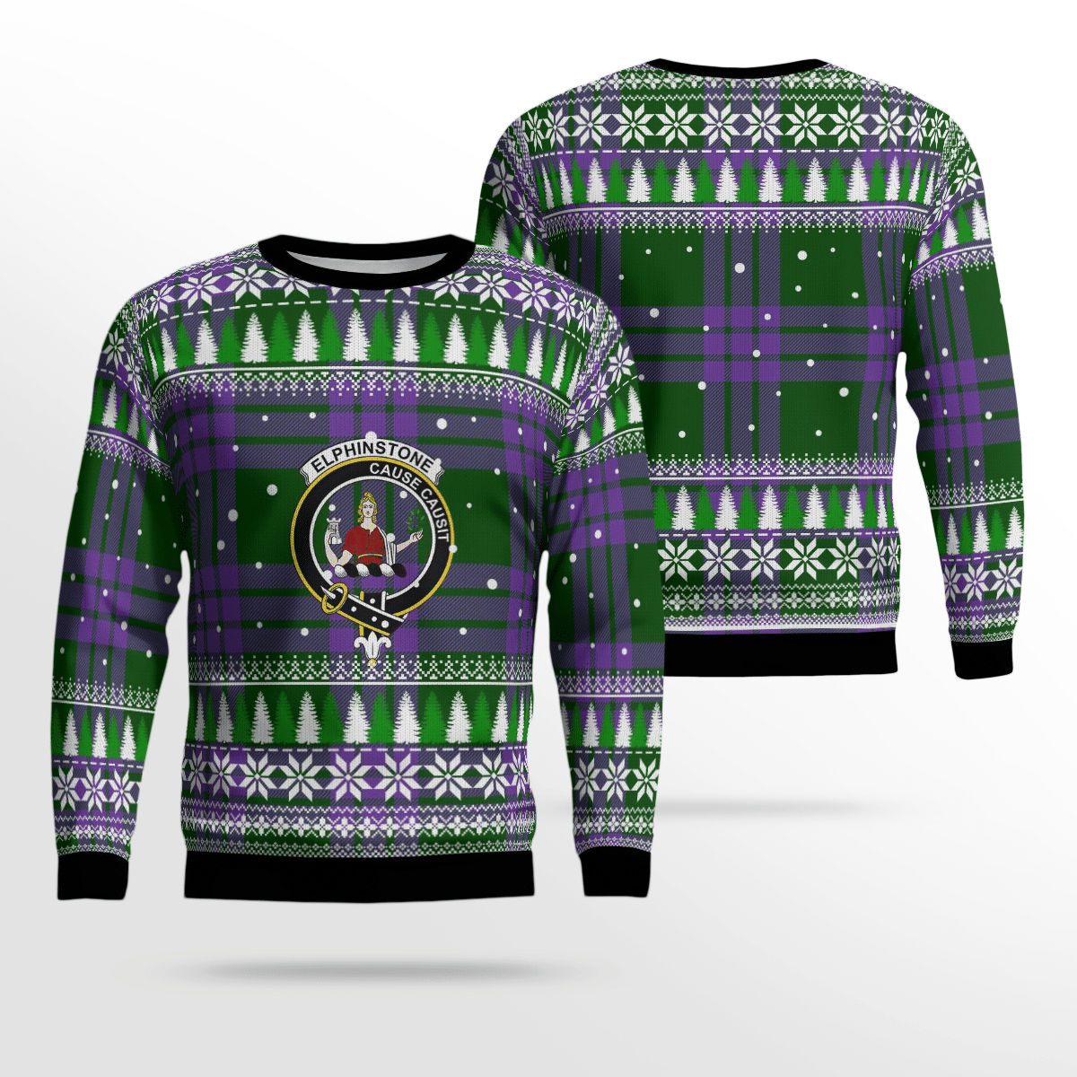 Clan Elphinstone Crest Tartan Christmas Ugly Sweater BJ80 Elphinstone Crest Tartan Tartan Ugly Sweater   