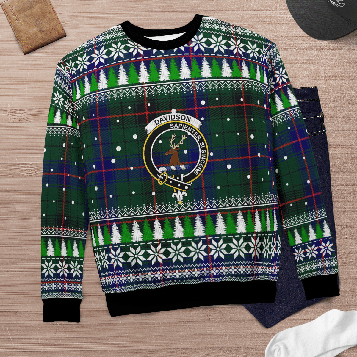 Clan Davidson Modern Crest Tartan Christmas Ugly Sweater ZR66 Davidson Modern Crest Tartan Tartan Ugly Sweater   