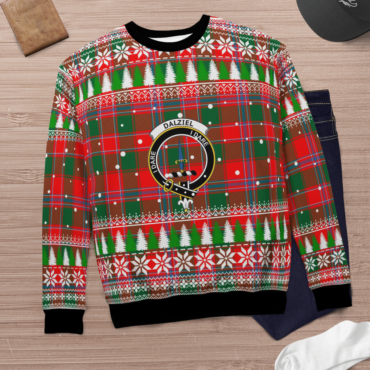 Clan Dalziel Modern Crest Tartan Christmas Ugly Sweater RX16 Dalziel Modern Crest Tartan Tartan Ugly Sweater   