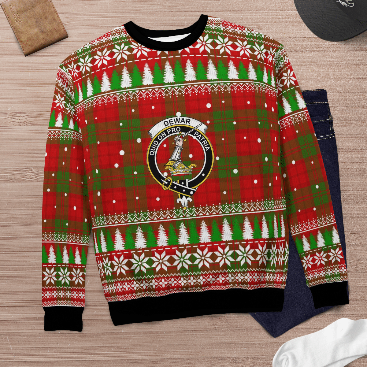 Clan Dewar Crest Tartan Christmas Ugly Sweater FG10 Dewar Crest Tartan Tartan Ugly Sweater   