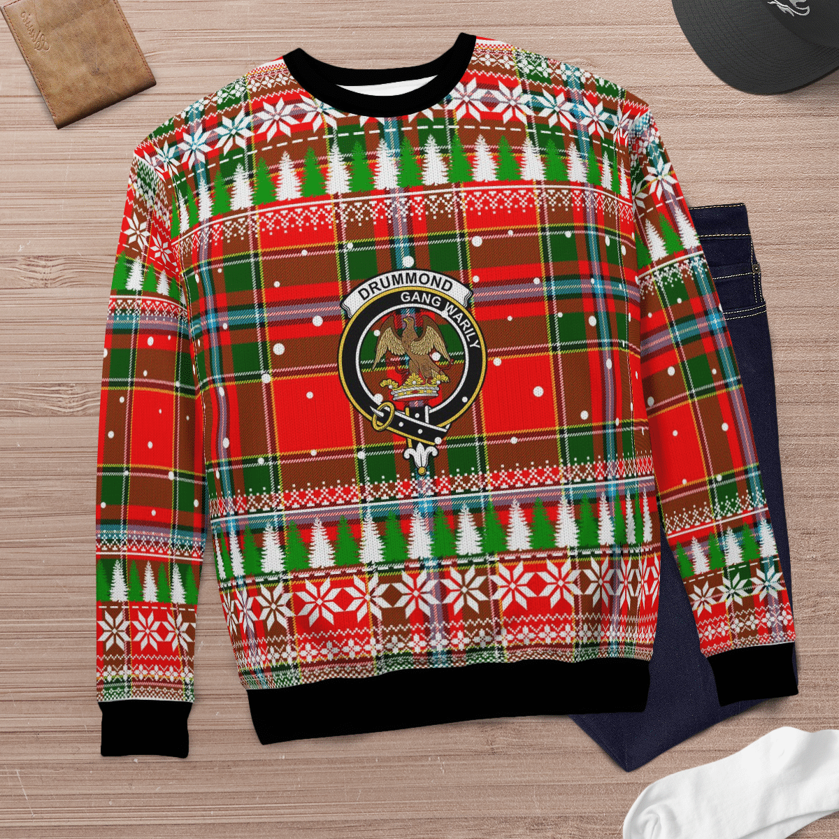 Clan Drummond of Perth Crest Tartan Christmas Ugly Sweater LT20 Drummond of Perth Crest Tartan Tartan Ugly Sweater   