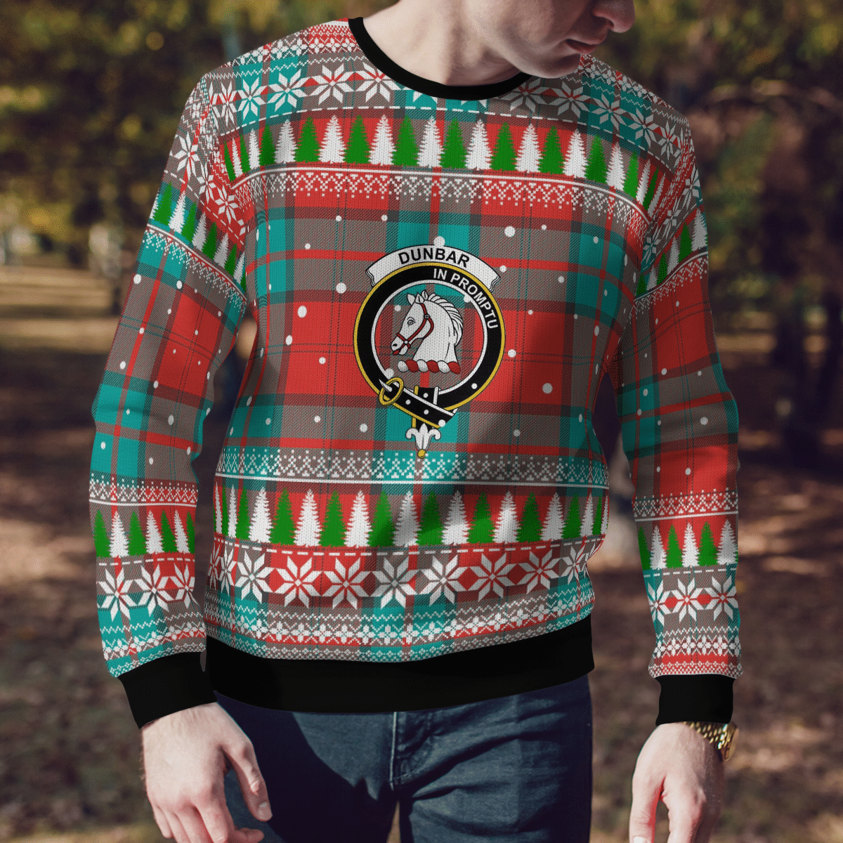 Clan Dunbar Ancient Crest Tartan Christmas Ugly Sweater RK35 Dunbar Ancient Crest Tartan Tartan Ugly Sweater   