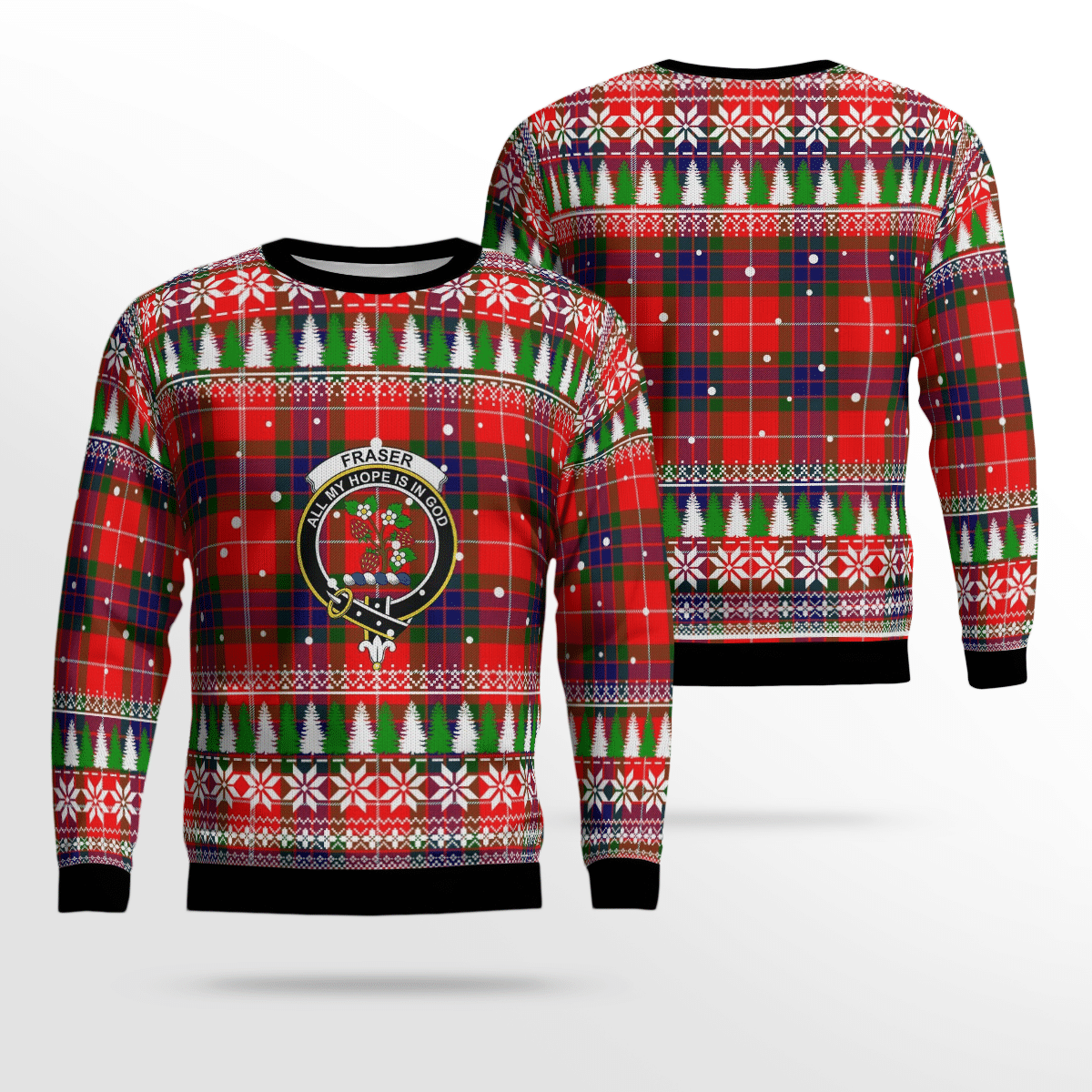 Clan Fraser Modern Crest Tartan Christmas Ugly Sweater NF92 Fraser Modern Crest Tartan Tartan Ugly Sweater   