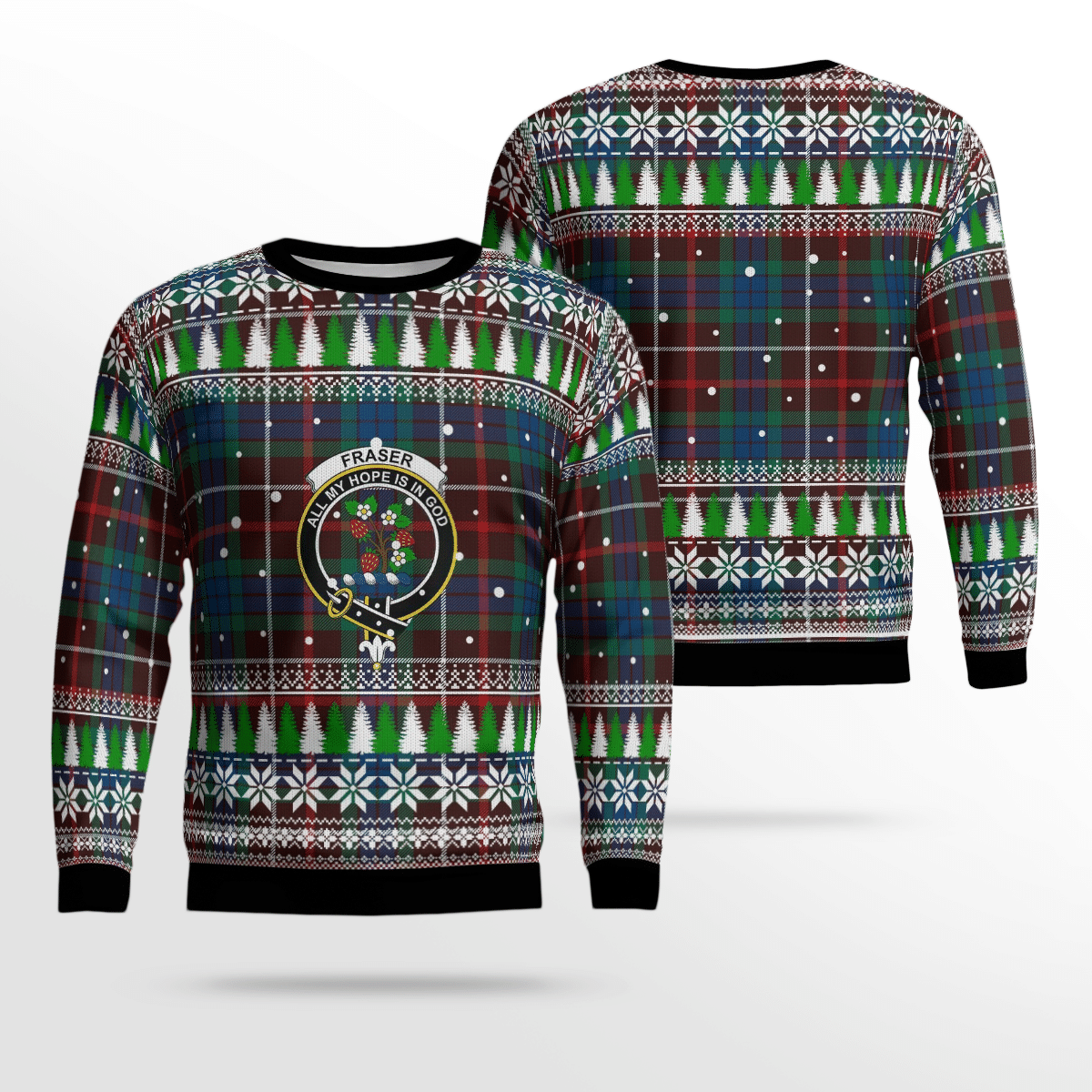 Clan Fraser Hunting Ancient Crest Tartan Christmas Ugly Sweater XW72 Fraser Hunting Ancient Crest Tartan Tartan Ugly Sweater   