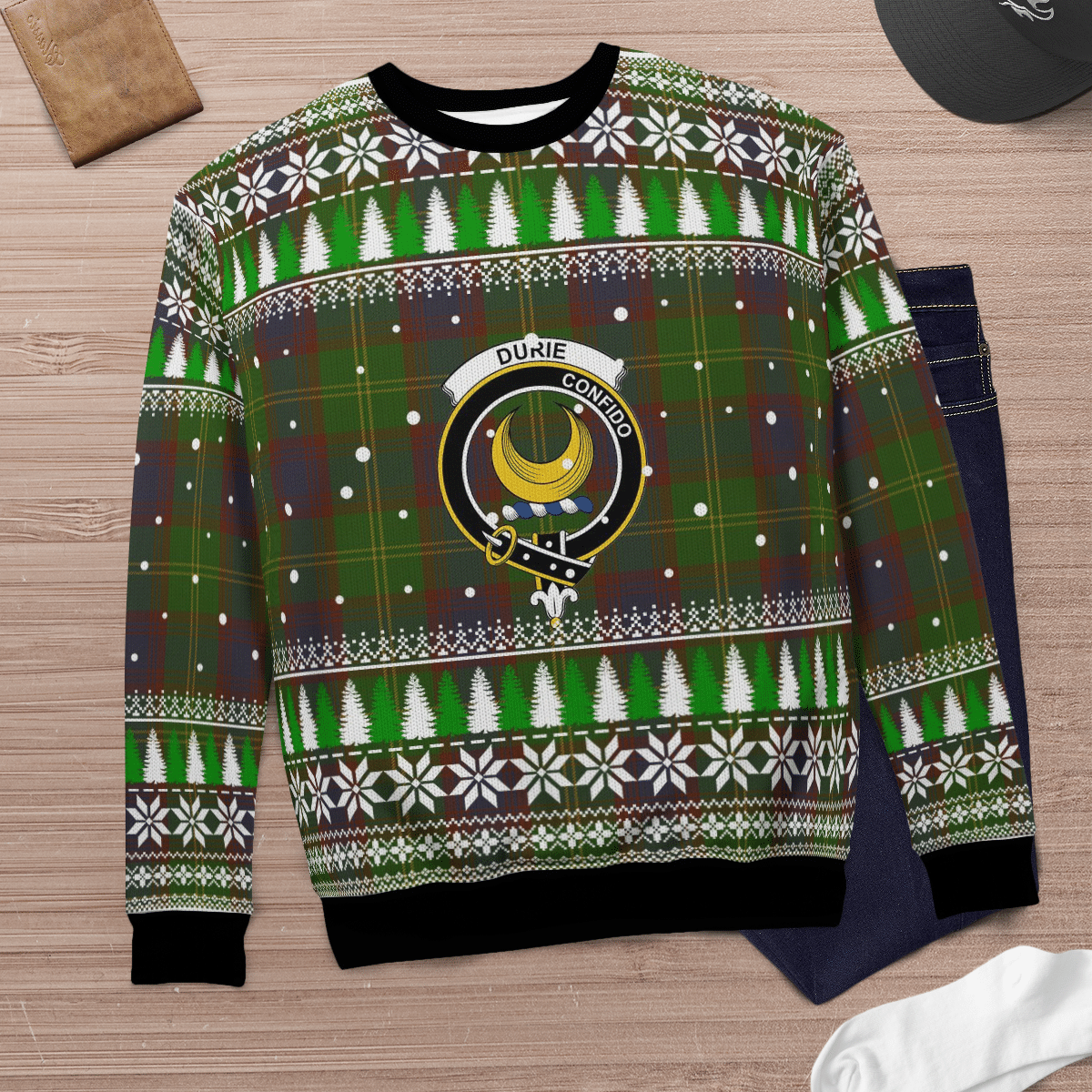 Clan Durie Crest Tartan Christmas Ugly Sweater PY37 Durie Crest Tartan Tartan Ugly Sweater   