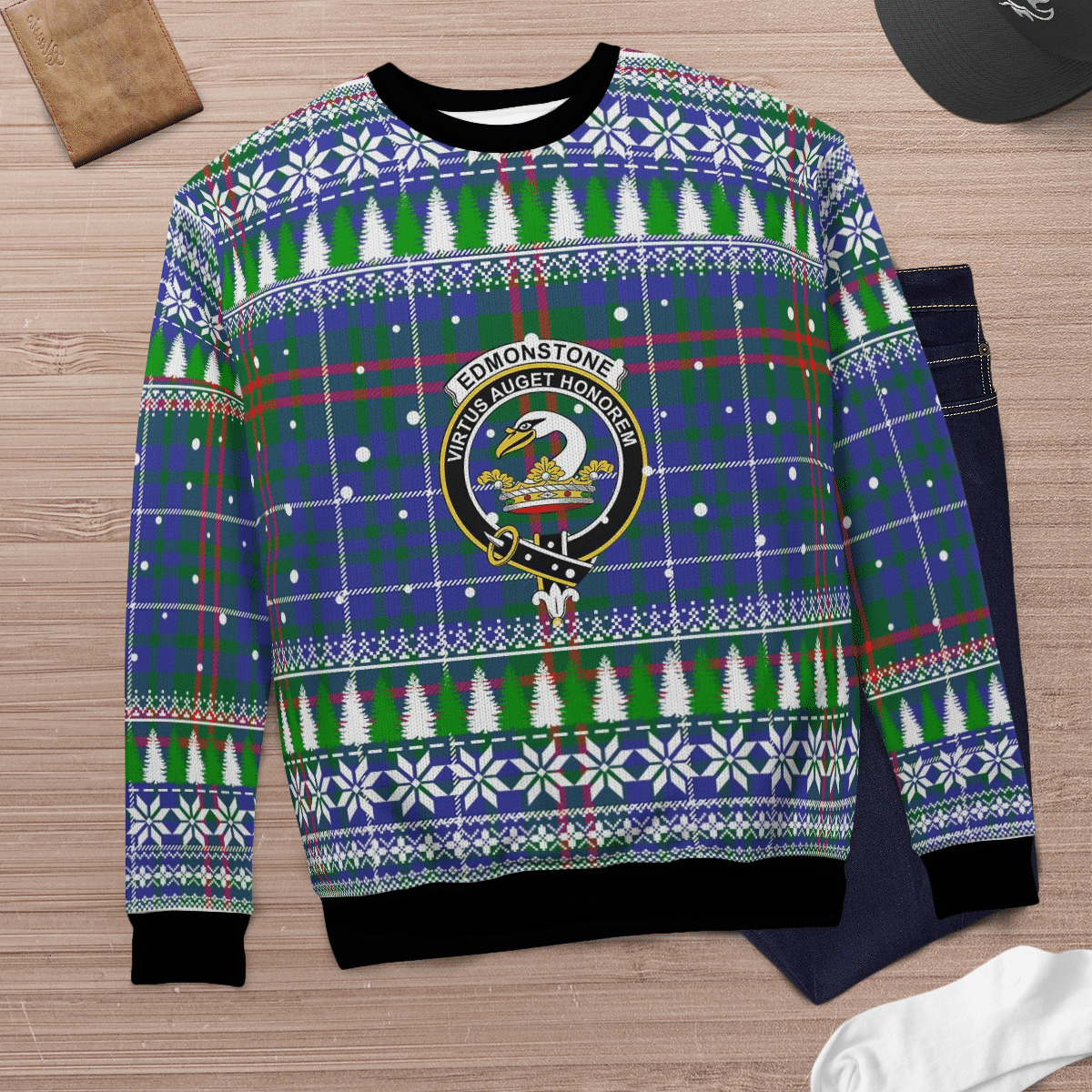 Clan Edmonstone Crest Tartan Christmas Ugly Sweater UJ22 Edmonstone Crest Tartan Tartan Ugly Sweater   