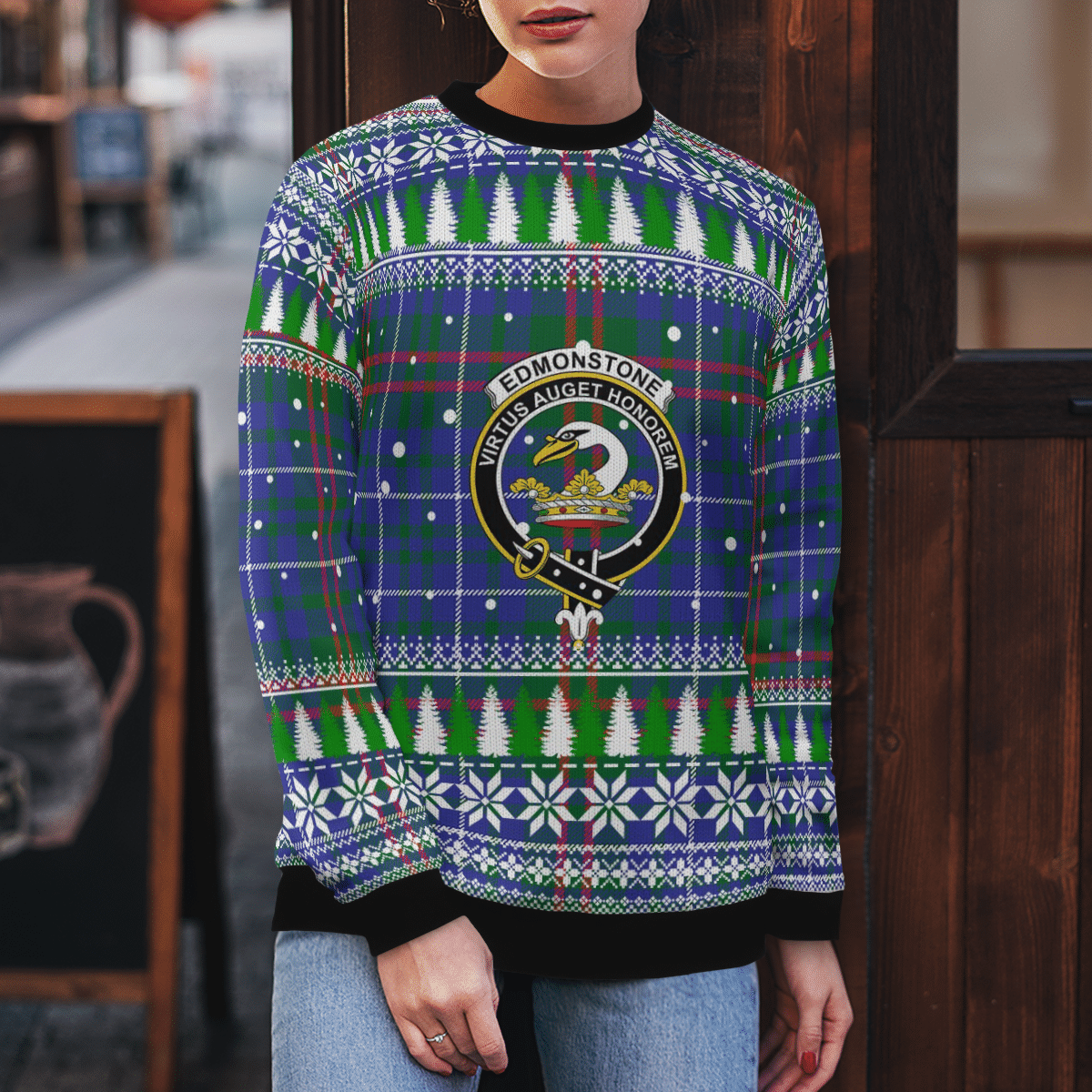 Clan Edmonstone Crest Tartan Christmas Ugly Sweater UJ22 Edmonstone Crest Tartan Tartan Ugly Sweater   