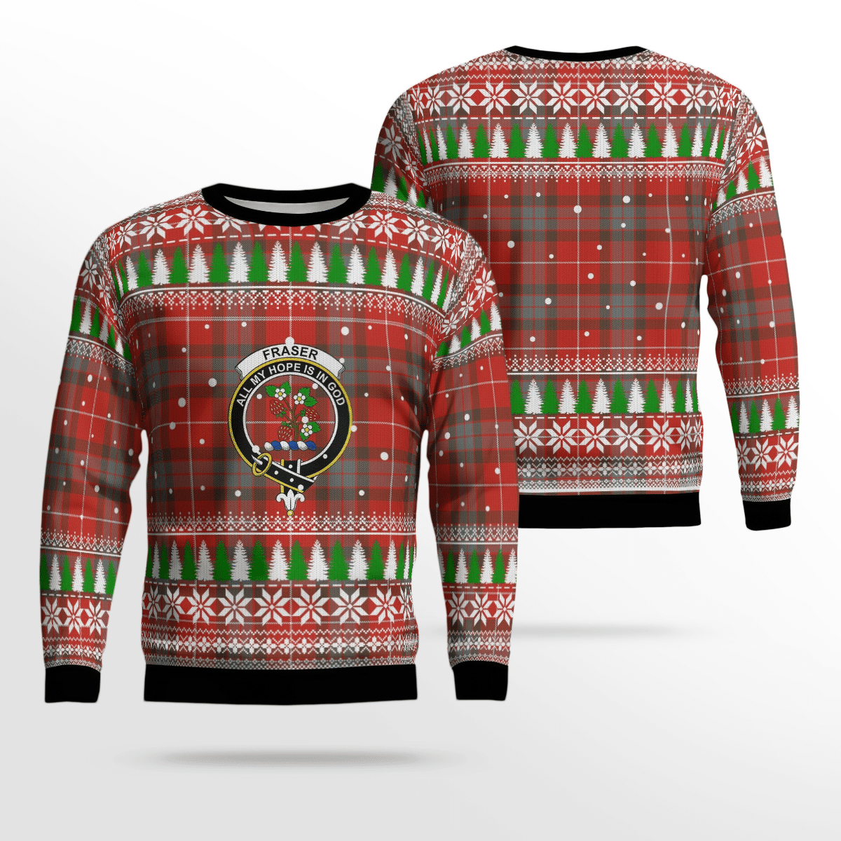 Clan Fraser Weathered Crest Tartan Christmas Ugly Sweater YJ43 Fraser Weathered Crest Tartan Tartan Ugly Sweater   