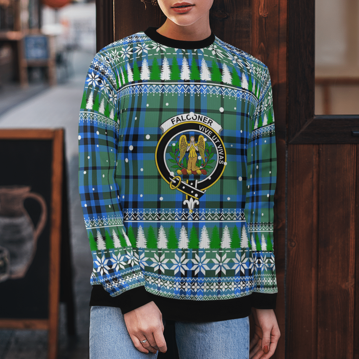 Clan Falconer Crest Tartan Christmas Ugly Sweater HR51 Falconer Crest Tartan Tartan Ugly Sweater   