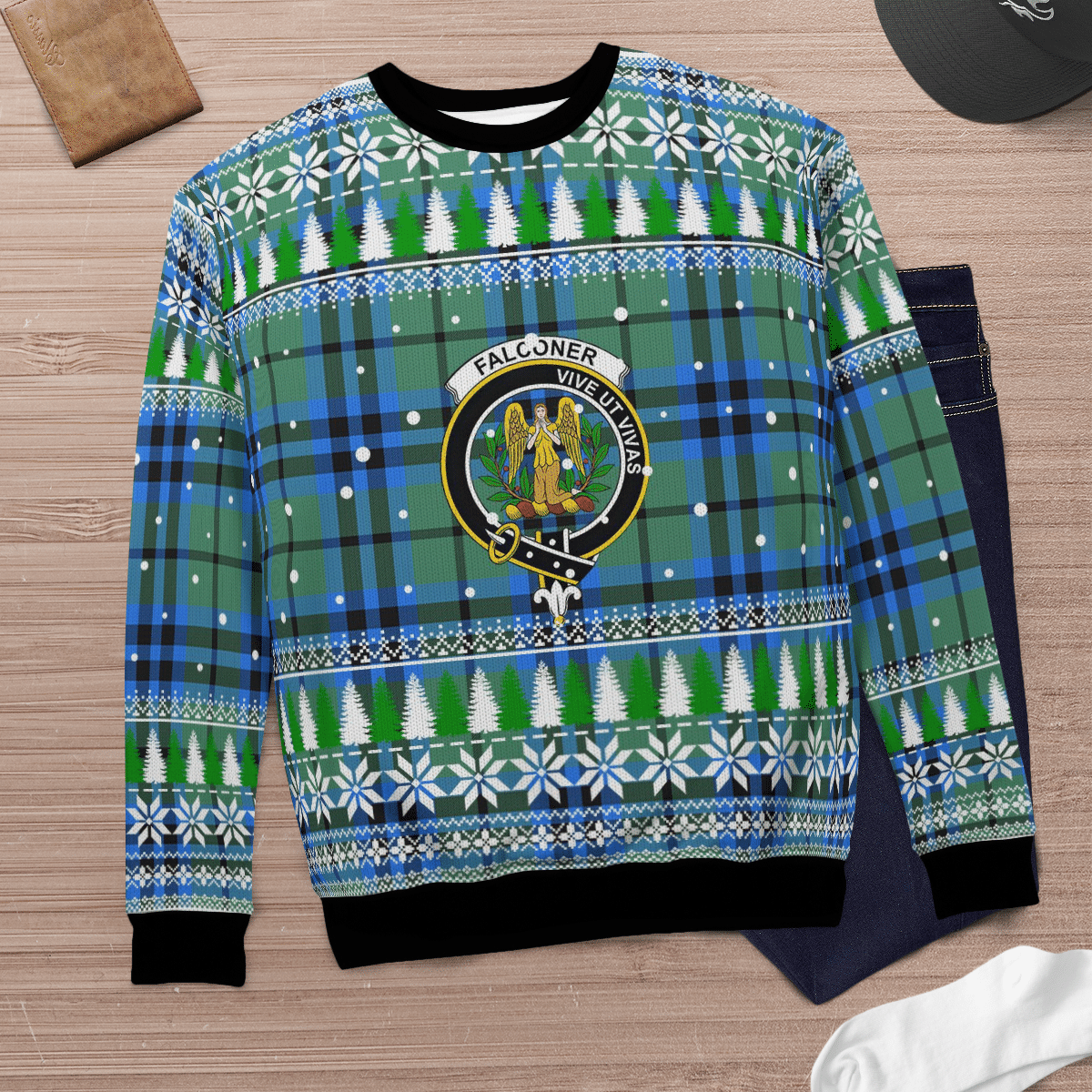 Clan Falconer Crest Tartan Christmas Ugly Sweater HR51 Falconer Crest Tartan Tartan Ugly Sweater   