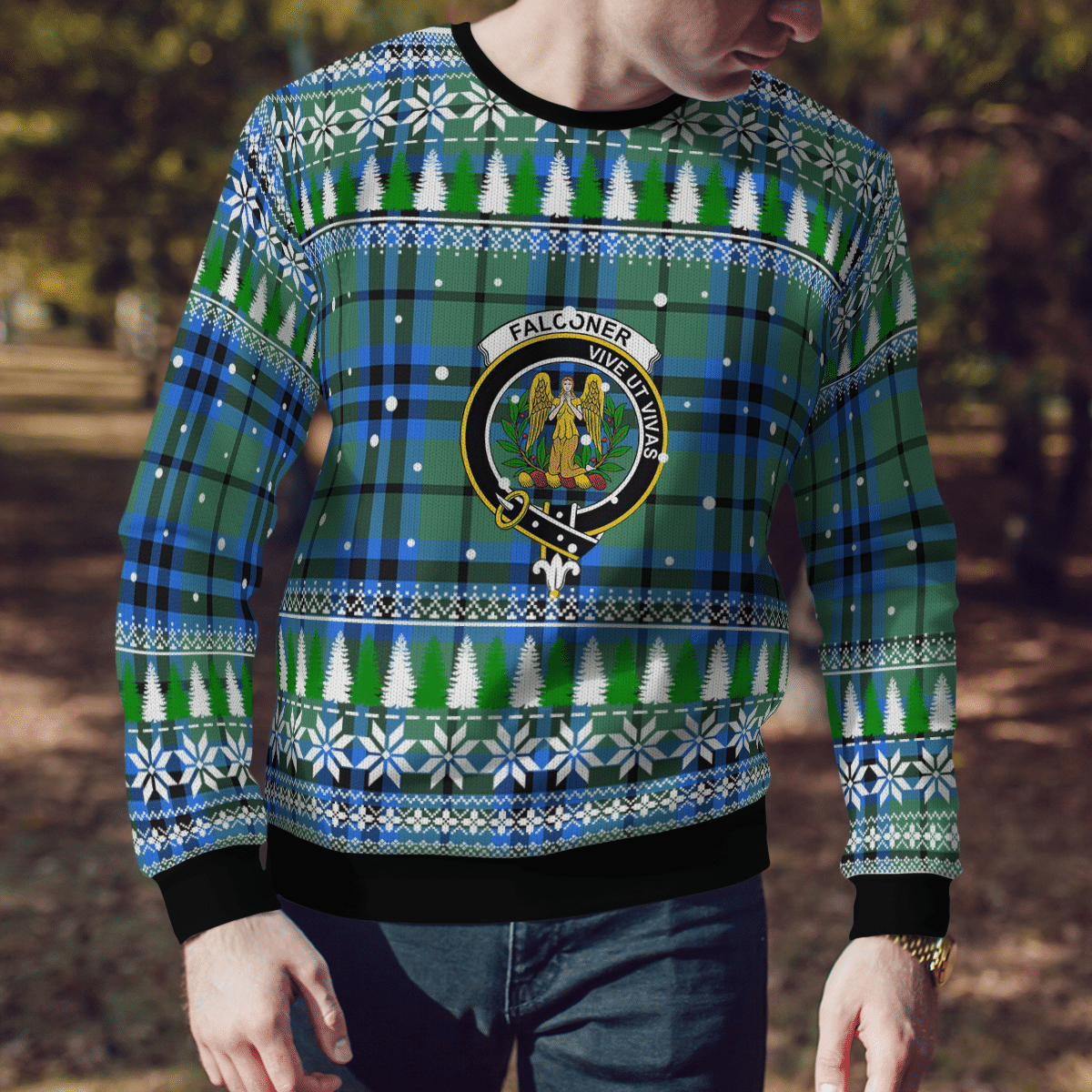 Clan Falconer Crest Tartan Christmas Ugly Sweater HR51 Falconer Crest Tartan Tartan Ugly Sweater   