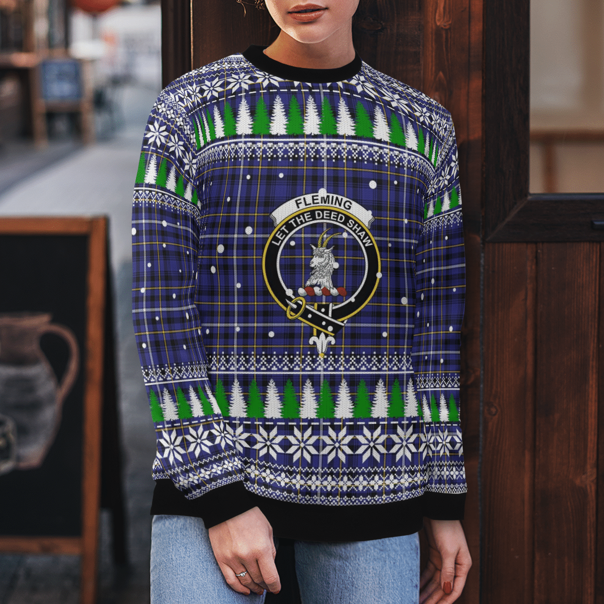 Clan Fleming Crest Tartan Christmas Ugly Sweater CW44 Fleming Crest Tartan Tartan Ugly Sweater   