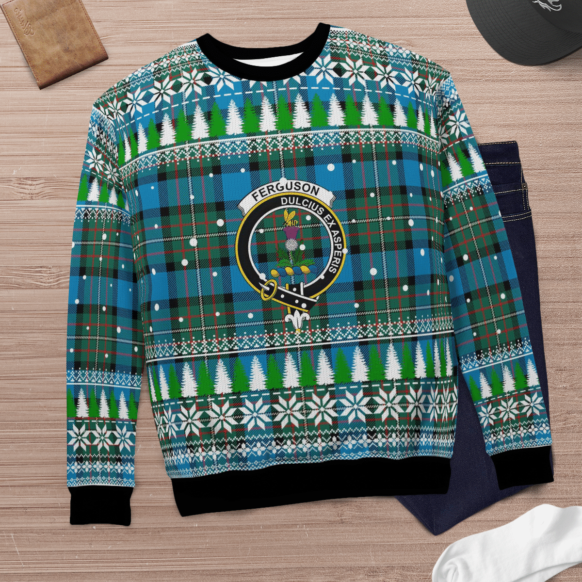 Clan Fergusson Ancient Crest Tartan Christmas Ugly Sweater SL41 Fergusson Ancient Crest Tartan Tartan Ugly Sweater   