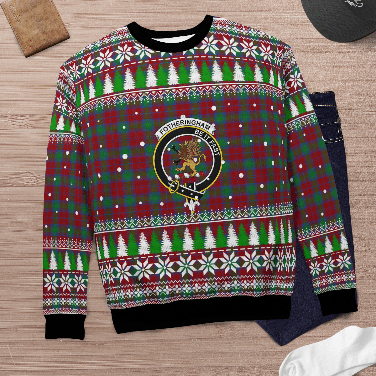 Clan Fotheringham Crest Tartan Christmas Ugly Sweater EF20 Fotheringham Crest Tartan Tartan Ugly Sweater   