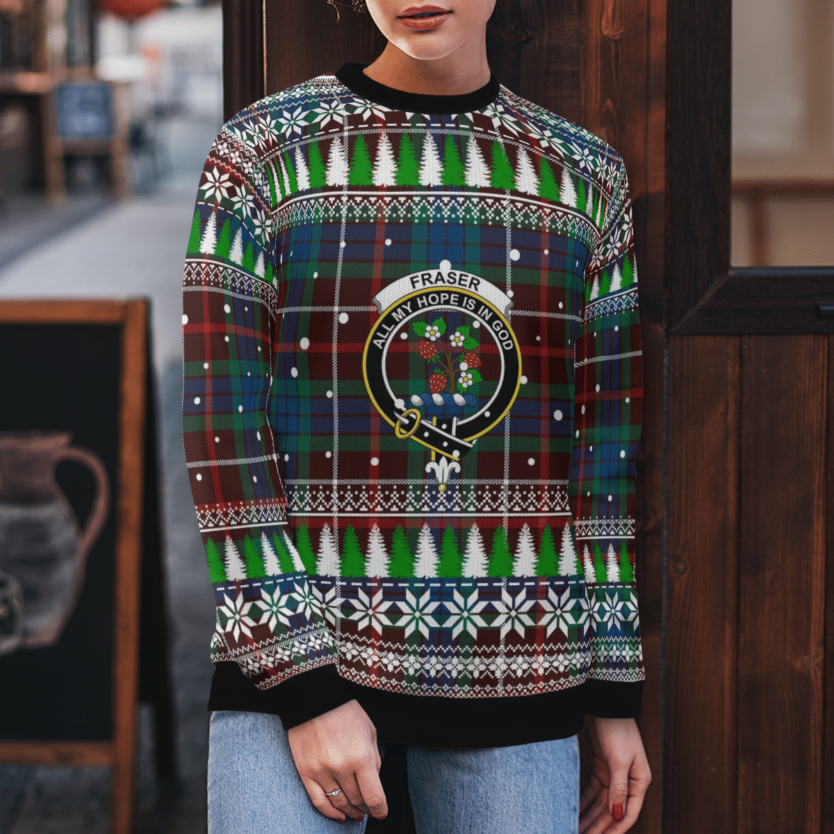 Clan Fraser Hunting Ancient Crest Tartan Christmas Ugly Sweater XW72 Fraser Hunting Ancient Crest Tartan Tartan Ugly Sweater   