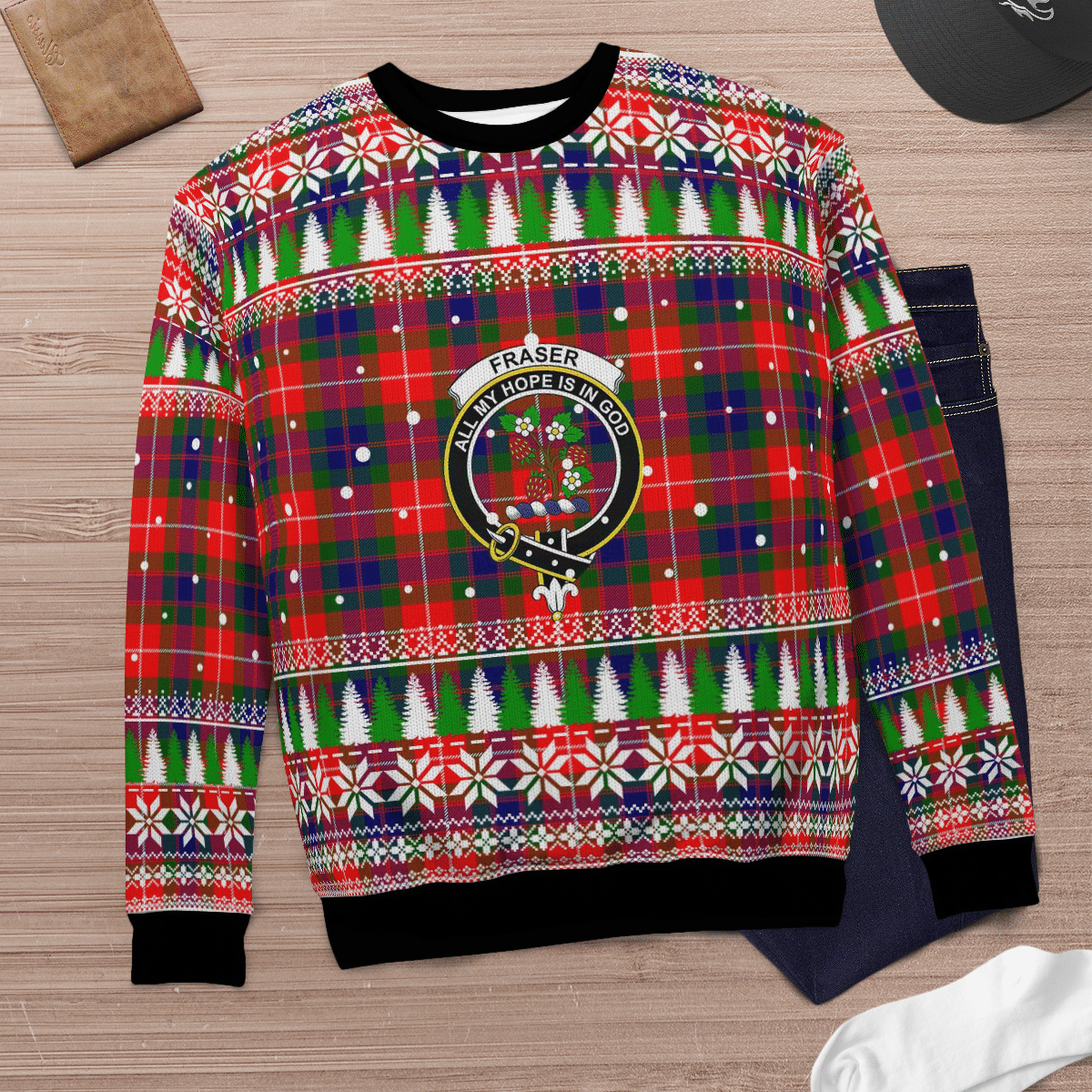 Clan Fraser Lovat Modern Crest Tartan Christmas Ugly Sweater DI30 Fraser Lovat Modern Crest Tartan Tartan Ugly Sweater   