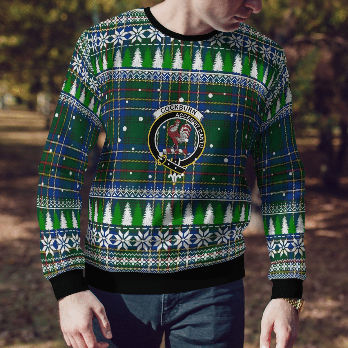 Clan Cockburn Ancient Crest Tartan Christmas Ugly Sweater HT82 Cockburn Ancient Crest Tartan Tartan Ugly Sweater   