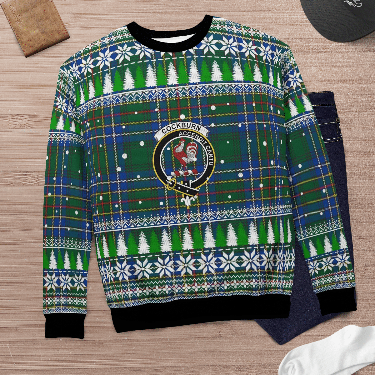 Clan Cockburn Ancient Crest Tartan Christmas Ugly Sweater HT82 Cockburn Ancient Crest Tartan Tartan Ugly Sweater   