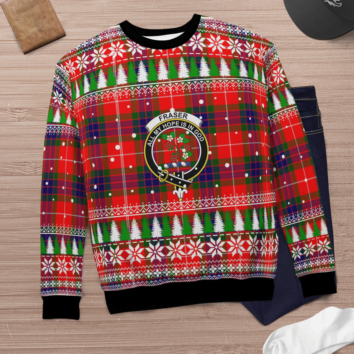 Clan Fraser Modern Crest Tartan Christmas Ugly Sweater NF92 Fraser Modern Crest Tartan Tartan Ugly Sweater   