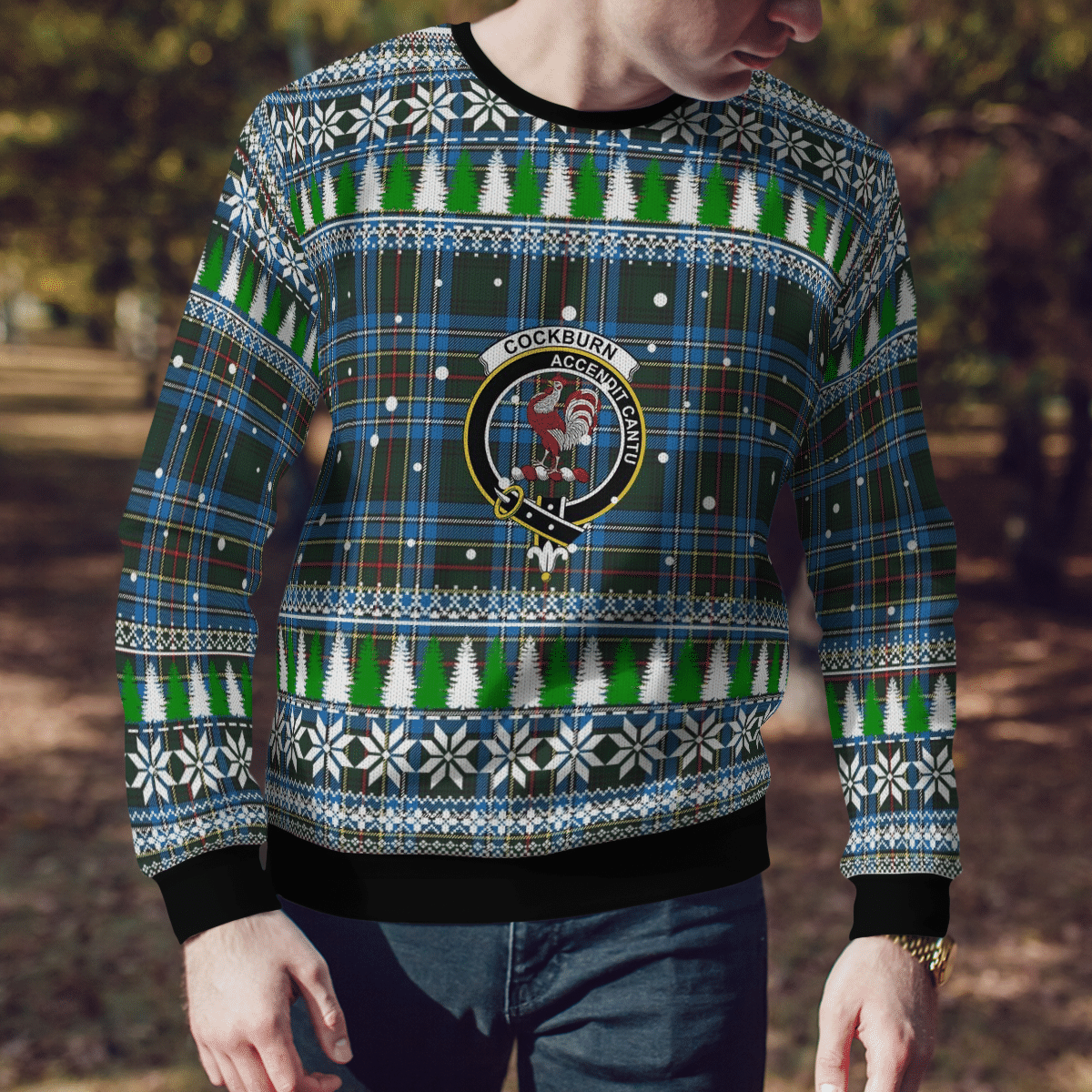 Clan Cockburn Modern Crest Tartan Christmas Ugly Sweater QP80 Cockburn Modern Crest Tartan Tartan Ugly Sweater   