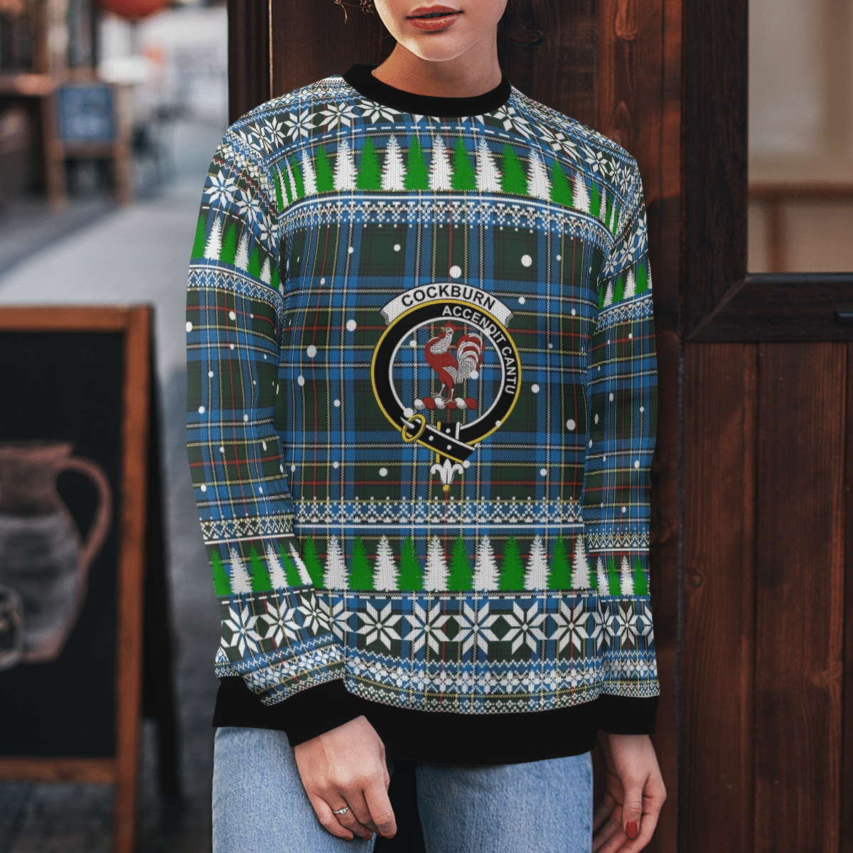 Clan Cockburn Modern Crest Tartan Christmas Ugly Sweater QP80 Cockburn Modern Crest Tartan Tartan Ugly Sweater   