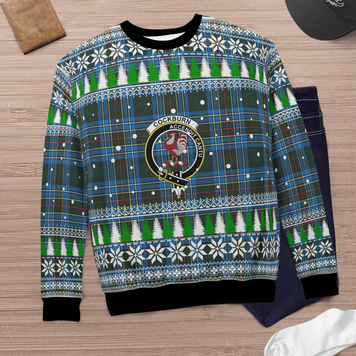 Clan Cockburn Modern Crest Tartan Christmas Ugly Sweater QP80 Cockburn Modern Crest Tartan Tartan Ugly Sweater   