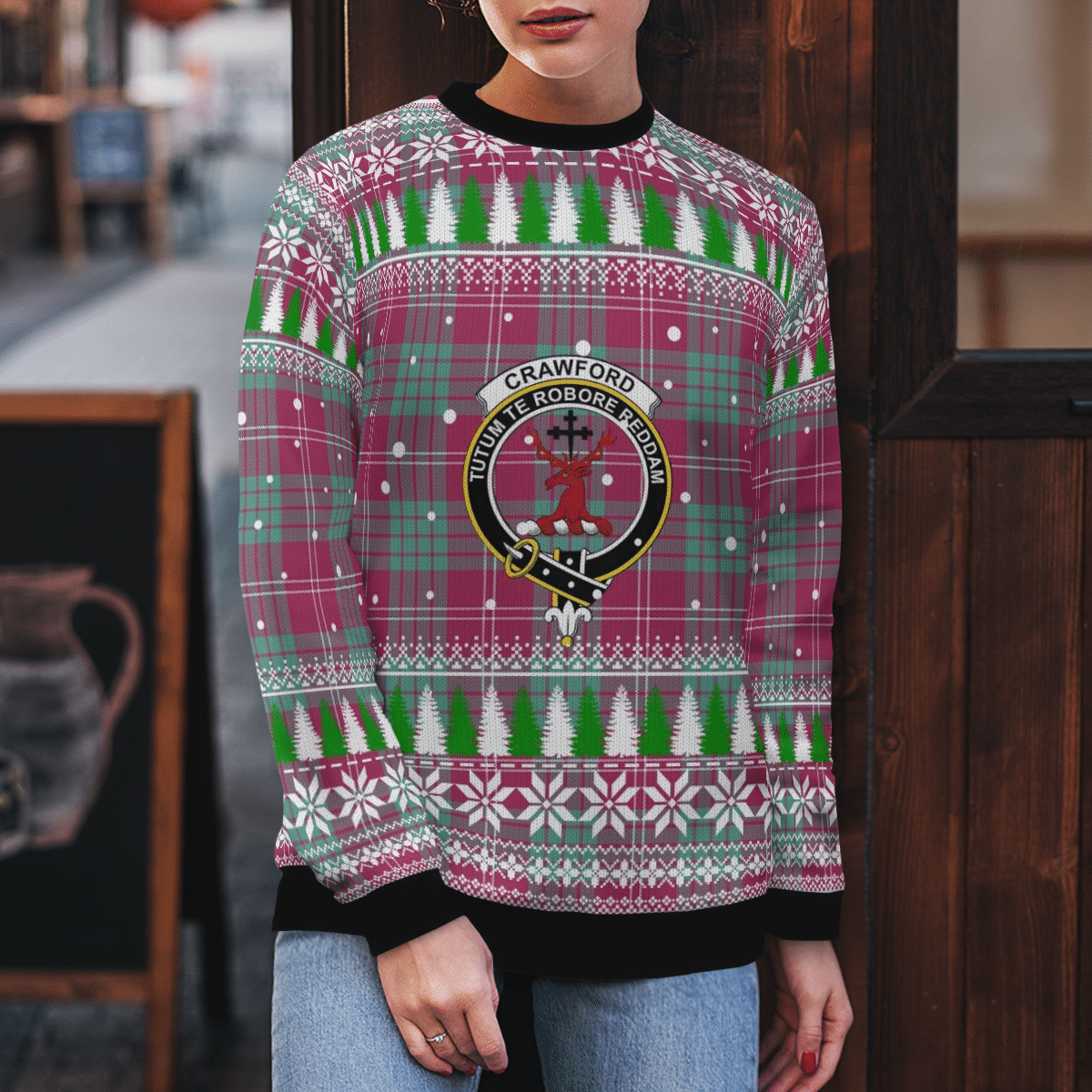 Clan Crawford Ancient Crest Tartan Christmas Ugly Sweater OH97 Crawford Ancient Crest Tartan Tartan Ugly Sweater   