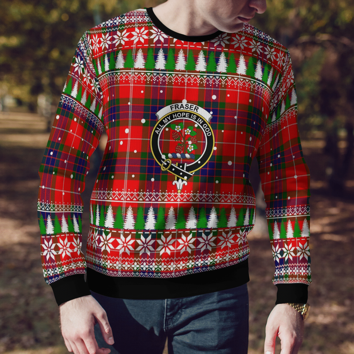 Clan Fraser Modern Crest Tartan Christmas Ugly Sweater NF92 Fraser Modern Crest Tartan Tartan Ugly Sweater   