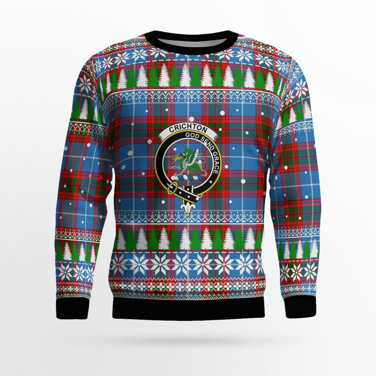 Clan Crichton District Crest Tartan Christmas Ugly Sweater LJ11 Crichton District Crest Tartan Tartan Ugly Sweater   