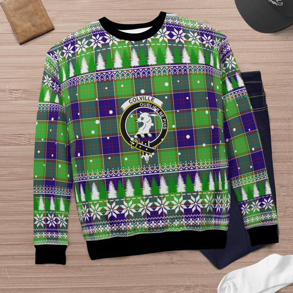 Clan Colville Crest Tartan Christmas Ugly Sweater SJ33 Colville Crest Tartan Tartan Ugly Sweater   