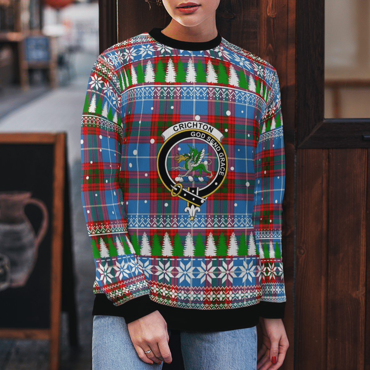 Clan Crichton District Crest Tartan Christmas Ugly Sweater LJ11 Crichton District Crest Tartan Tartan Ugly Sweater   