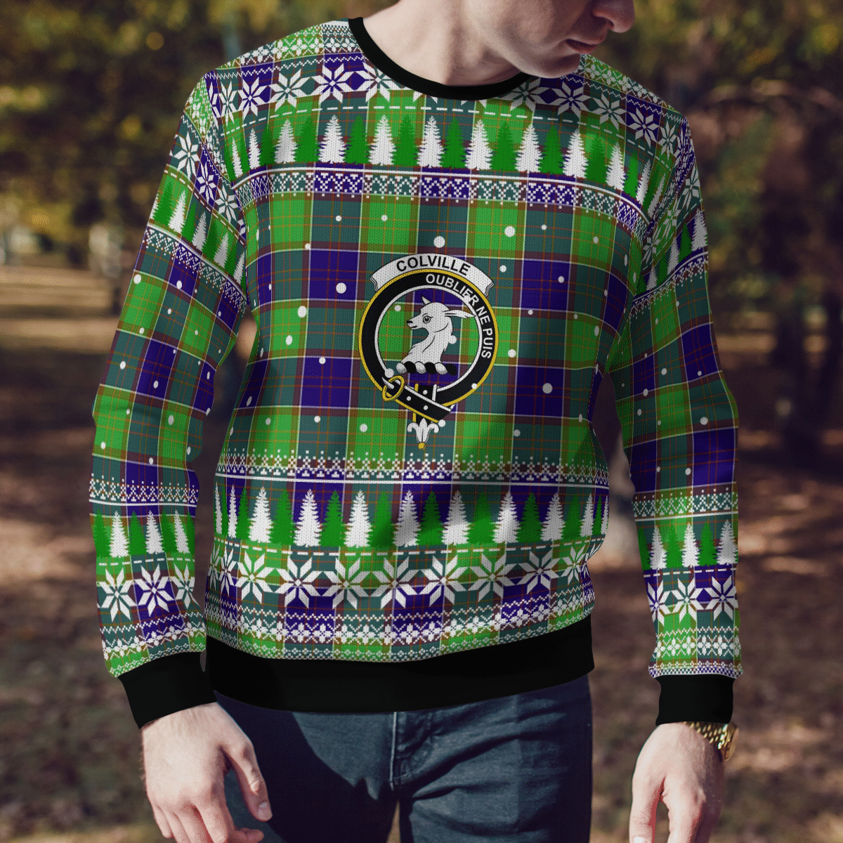 Clan Colville Crest Tartan Christmas Ugly Sweater SJ33 Colville Crest Tartan Tartan Ugly Sweater   