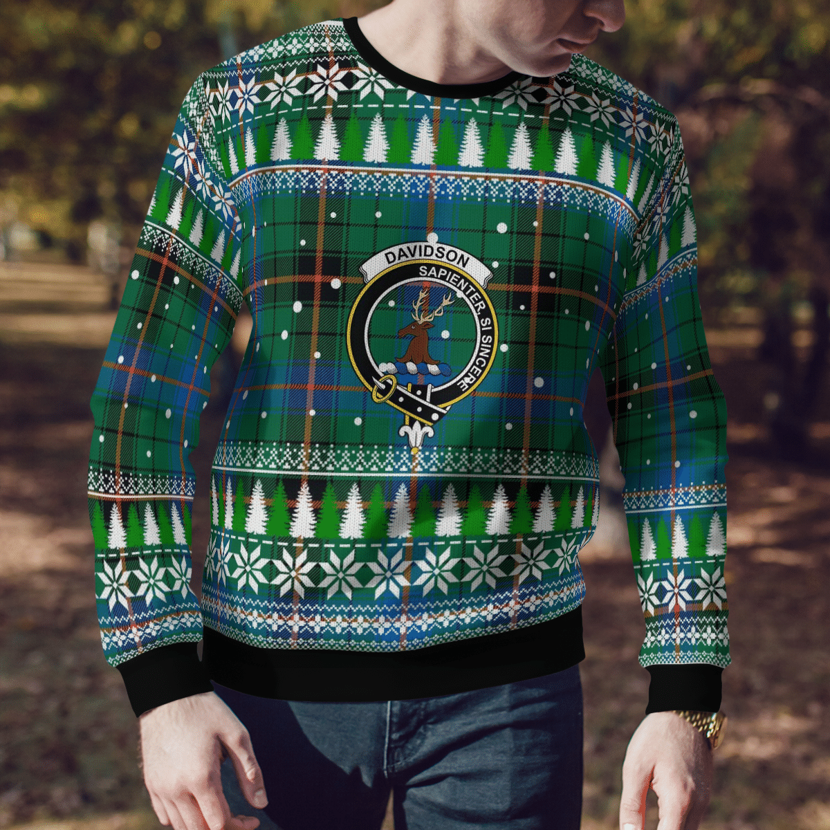 Clan Davidson Ancient Crest Tartan Christmas Ugly Sweater WH64 Davidson Ancient Crest Tartan Tartan Ugly Sweater   