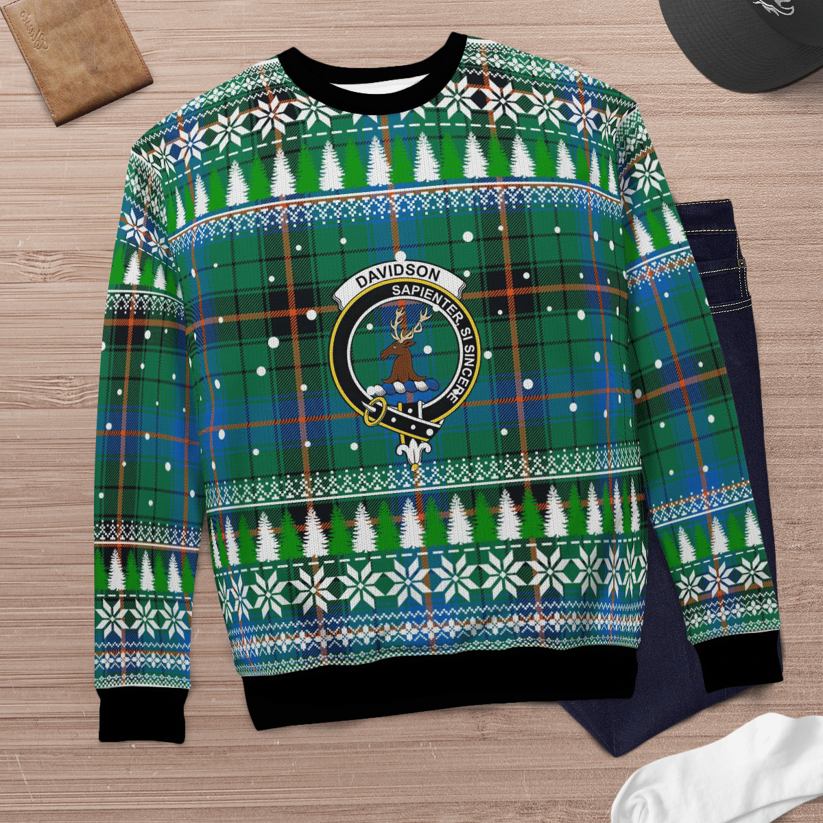 Clan Davidson Ancient Crest Tartan Christmas Ugly Sweater WH64 Davidson Ancient Crest Tartan Tartan Ugly Sweater   