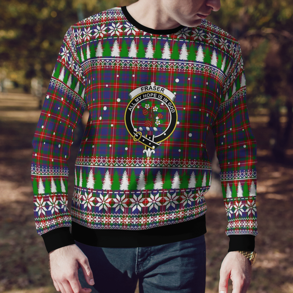 Clan Fraser of Lovat Crest Tartan Christmas Ugly Sweater AH85 Fraser of Lovat Crest Tartan Tartan Ugly Sweater   