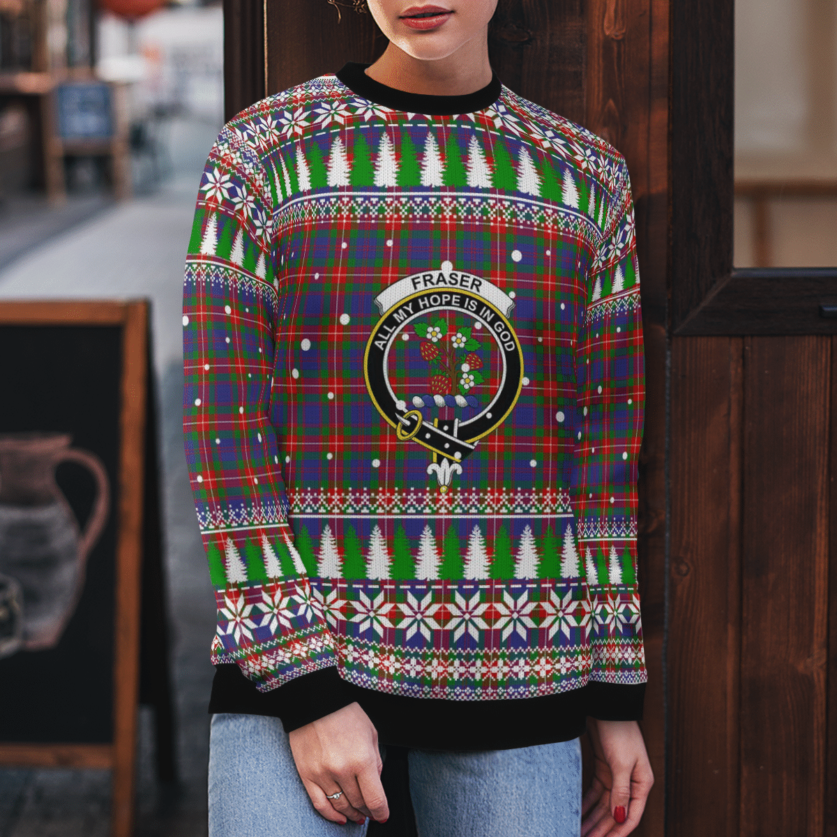 Clan Fraser of Lovat Crest Tartan Christmas Ugly Sweater AH85 Fraser of Lovat Crest Tartan Tartan Ugly Sweater   