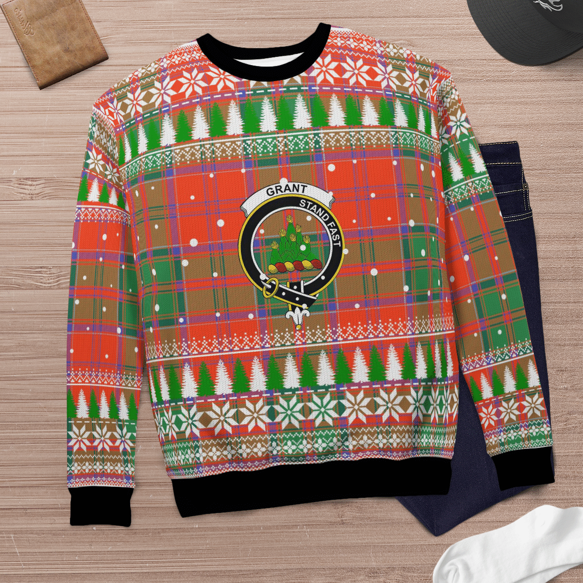 Clan Grant Ancient Crest Tartan Christmas Ugly Sweater YE77 Grant Ancient Crest Tartan Tartan Ugly Sweater   