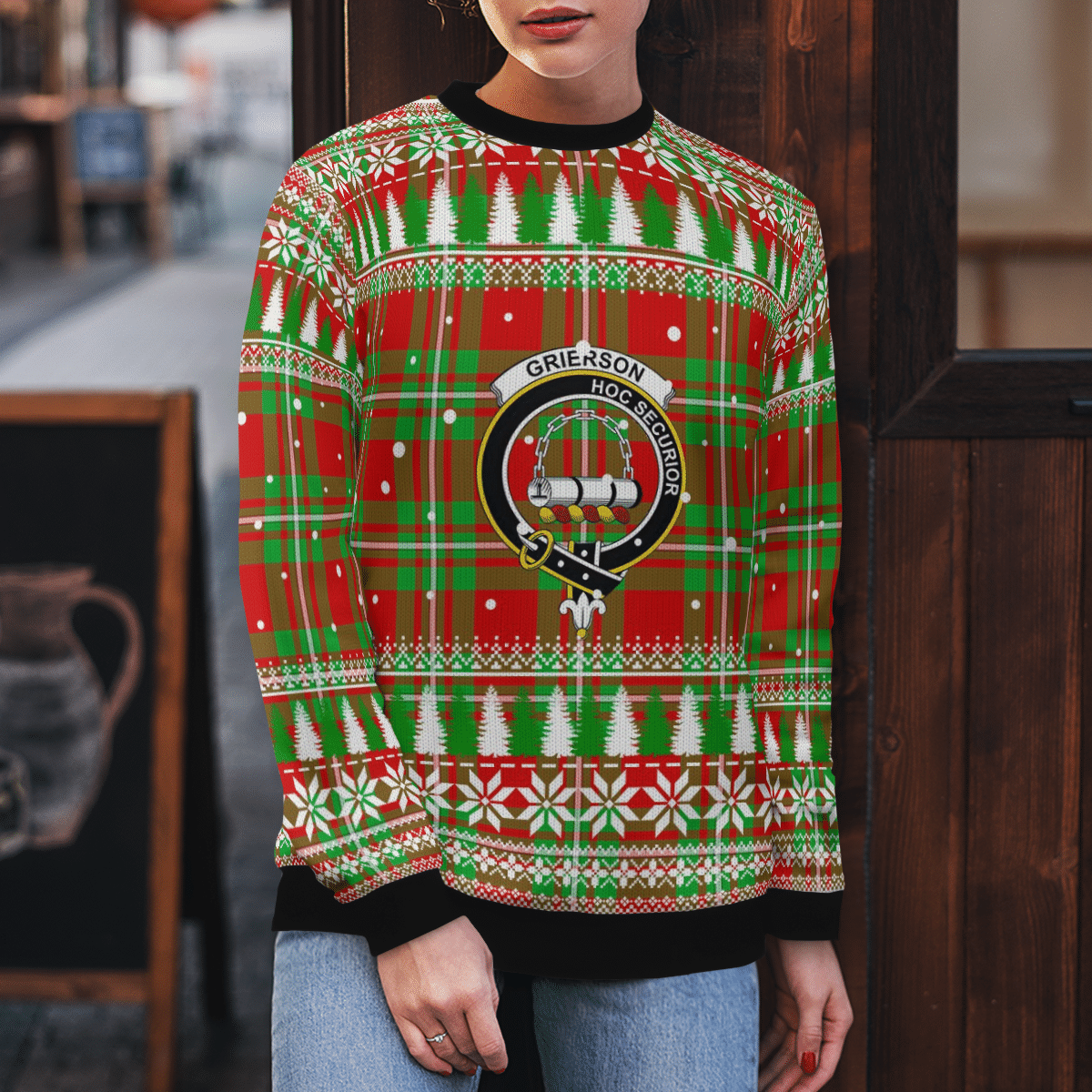 Clan Grierson Crest Tartan Christmas Ugly Sweater DC70 Grierson Crest Tartan Tartan Ugly Sweater   