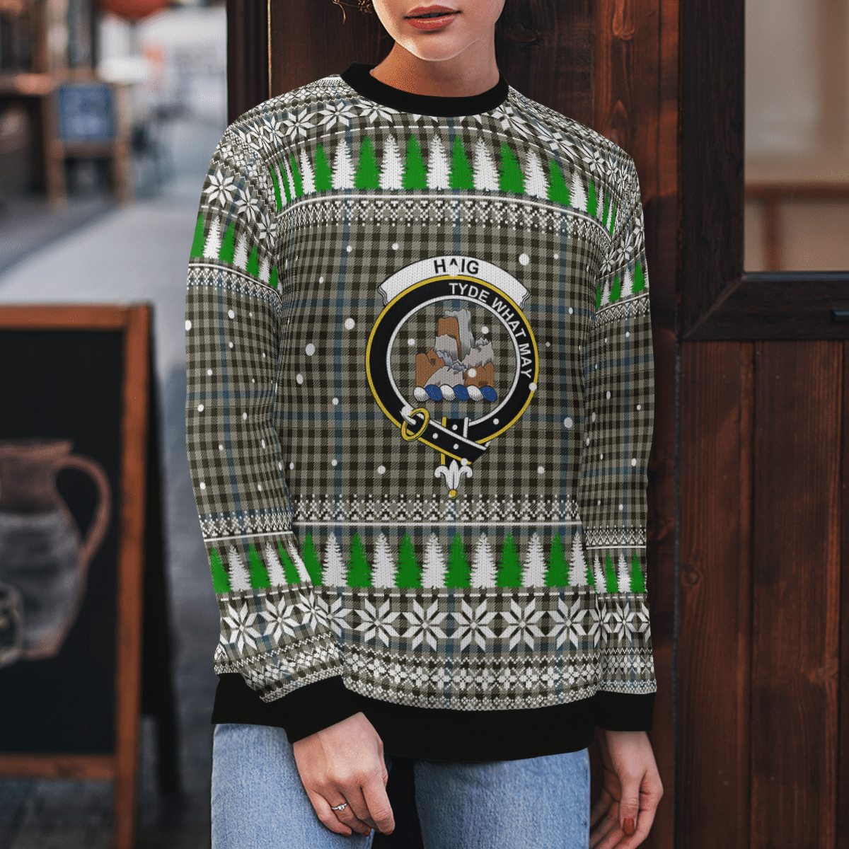 Clan Haig Check Crest Tartan Christmas Ugly Sweater PQ86 Haig Check Crest Tartan Tartan Ugly Sweater   