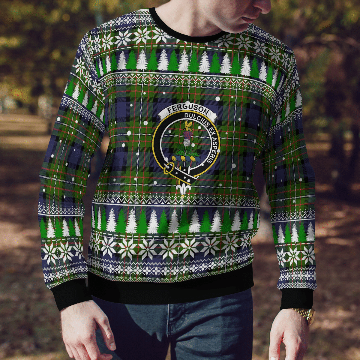 Clan Fergusson Modern Crest Tartan Christmas Ugly Sweater IX37 Fergusson Modern Crest Tartan Tartan Ugly Sweater   