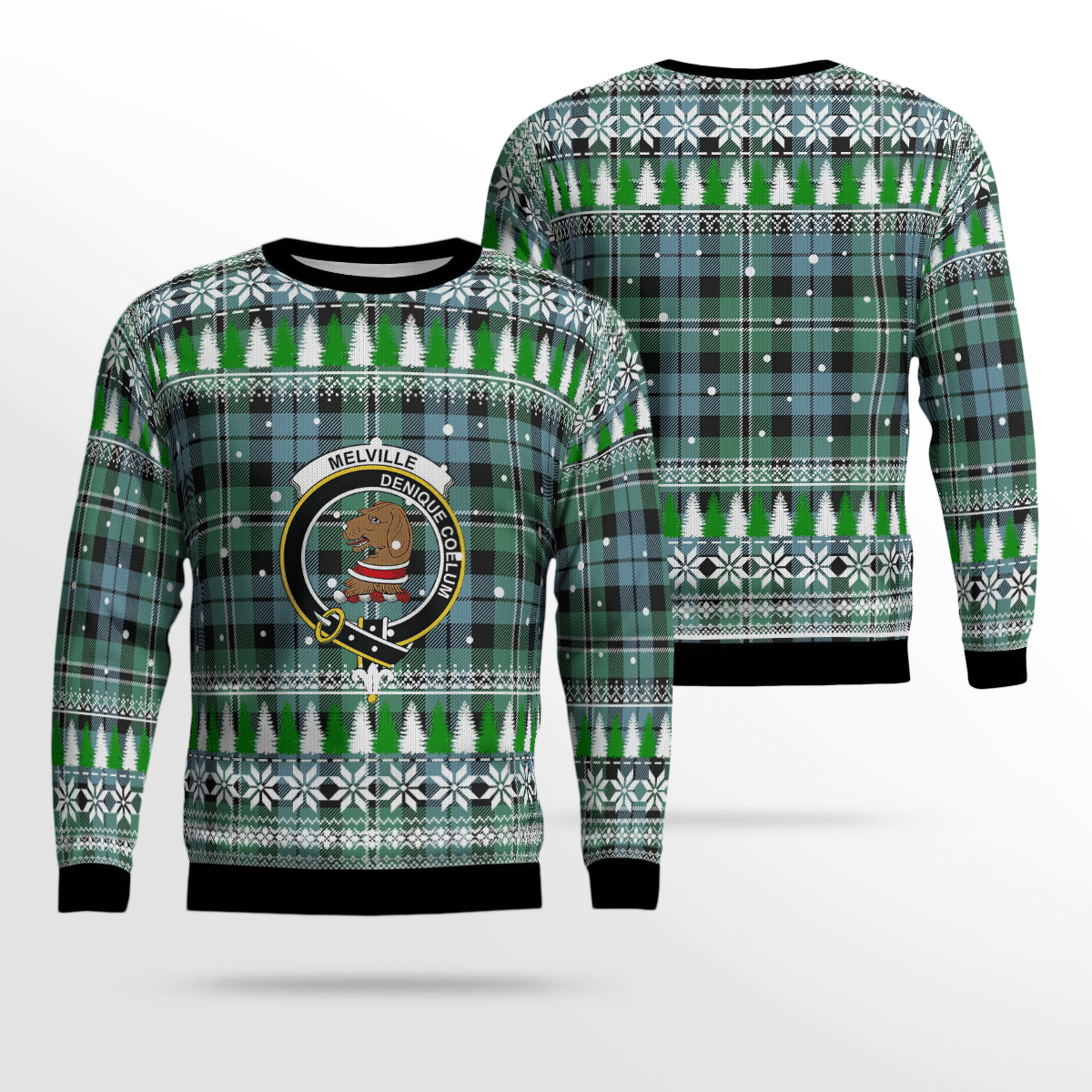 Clan Melville Crest Tartan Christmas Ugly Sweater NC97 Melville Crest Tartan Tartan Ugly Sweater   